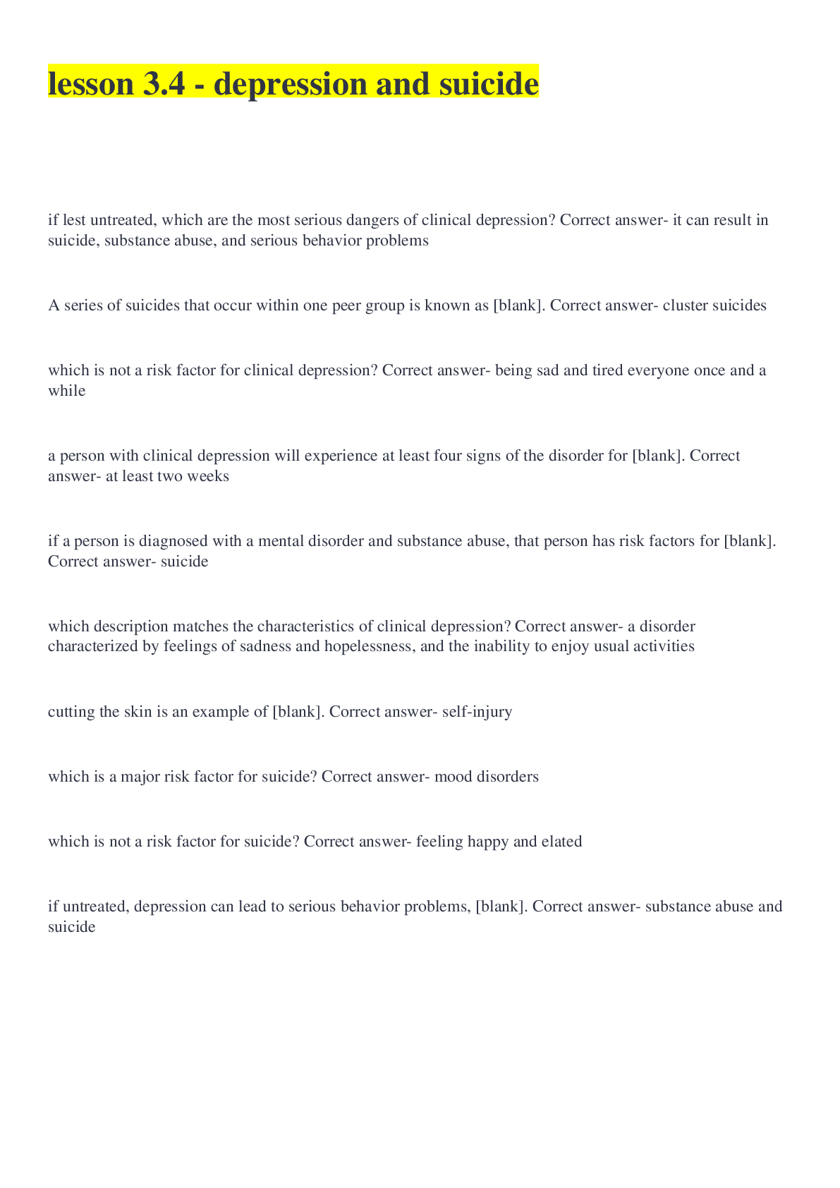 Preview image of lesson 3.4 - depression and suicide document